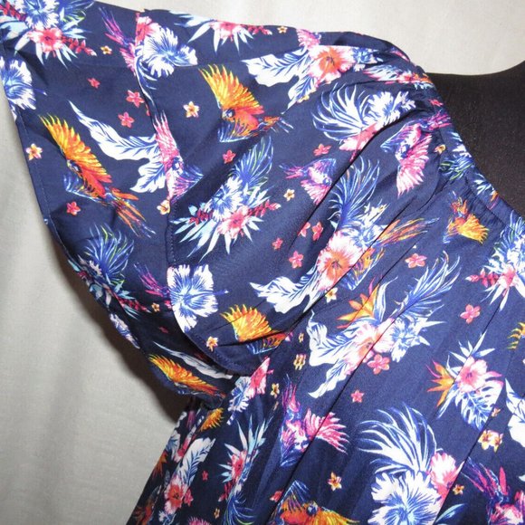 Terra & Sky navy floral print flutter sleeve peasant top,Plus size 2X(20W-22W) - Picture 7 of 7